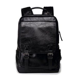 Men's Leather Shoulder Backpack Travel College Laptop Bag Daypack Sport